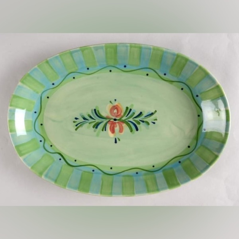 Gail Pittman‎ Provence Green Ceramic Oval Serving Platter